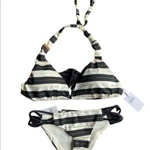 A.Che Allegra Black and White Stripe Bikini set NWT